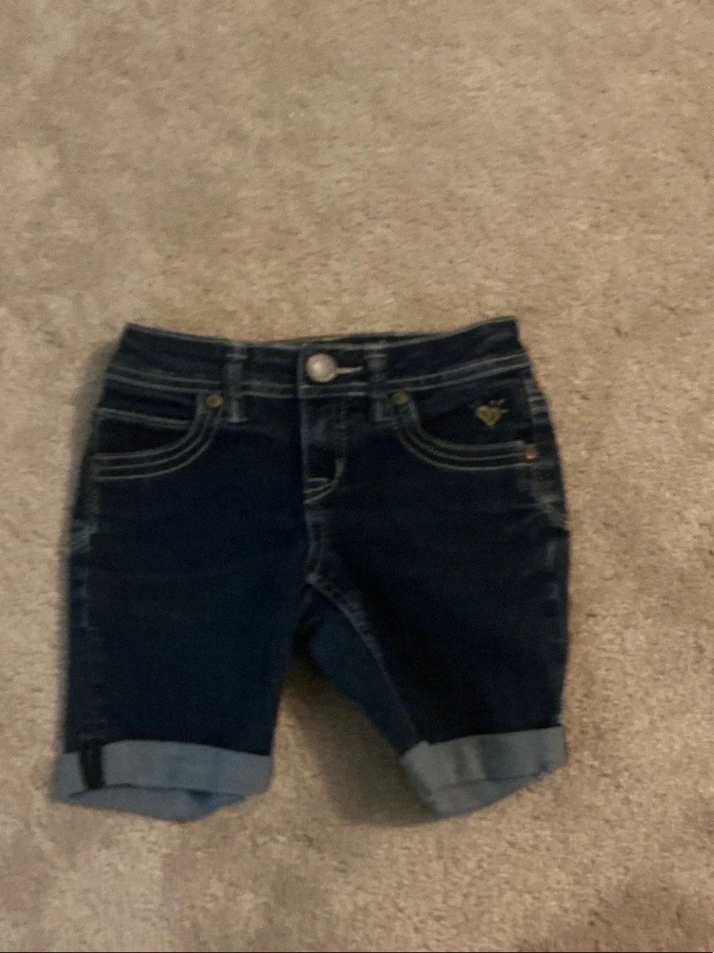 Justice Dark Blue Denim Cuffed Girls Shorts